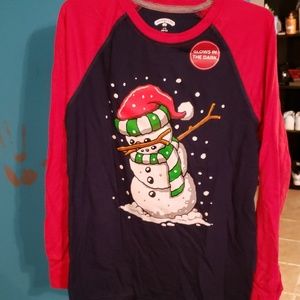 Dabbing snowman glow in the dark top